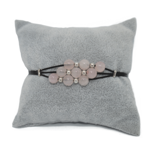 Bracelet cuir – Quartz rose