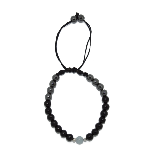 Bracelet tissé – Obsidienne noire (6mm)